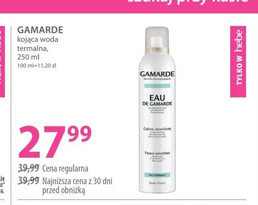 Kojąca woda termalna Gamarde promocja w Hebe