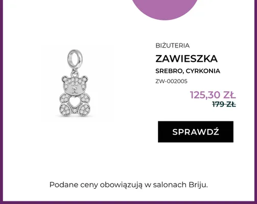Zawieszka srebro cyrkonia ZW-002005 promocja w Dzień Dziecka