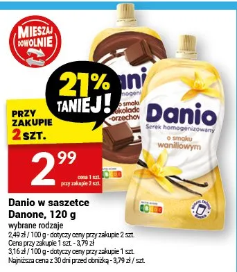 Danio w saszetce wybrane rodzaje promocja w Twój Market