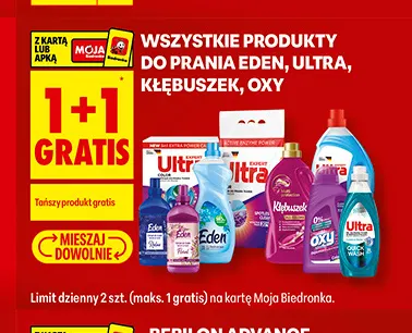 Produkty do prania Eden, Ultra, Kłębuszek, Oxy promocja w Biedronka