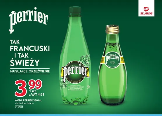 Woda gazowana Perrier promocja w Selgros