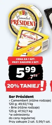 Ser Président Camembert (różne rodzaje), Brie (różne rodzaje) promocja w Netto