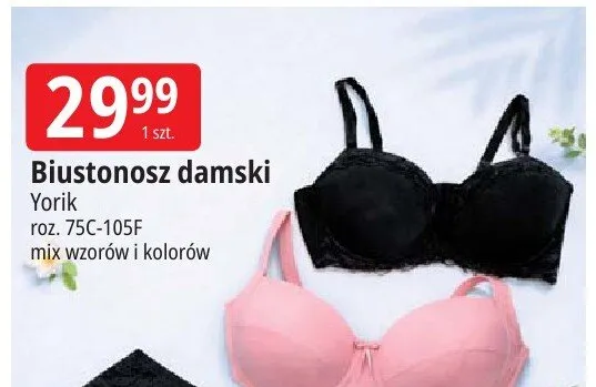 Biustonosz damski Yorik roz. 75C-105F mix wzorów i kolorów promocja w Leclerc