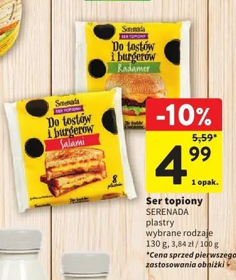Ser topiony Do tostów i burgerów Salami Serenada plastry promocja w Intermarche