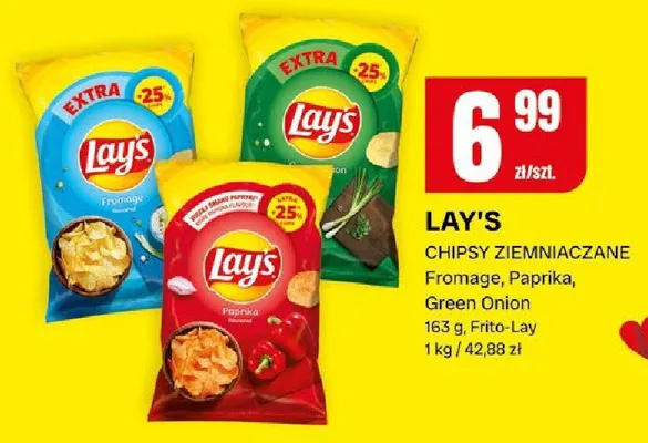 Chipsy lay's ziemniaczane fromagie, papryka, green onion promocja w Chorten