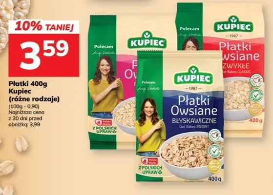 Płatki owsiane zwykłe Kupiec promocja w Hitpol