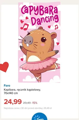 Ręcznik kąpielowy Faro Kapibara 70x140 cm promocja w Smyk