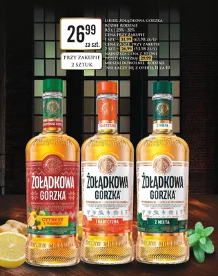 Likier żołądkowa gorzka różne rodzaje promocja w Dino