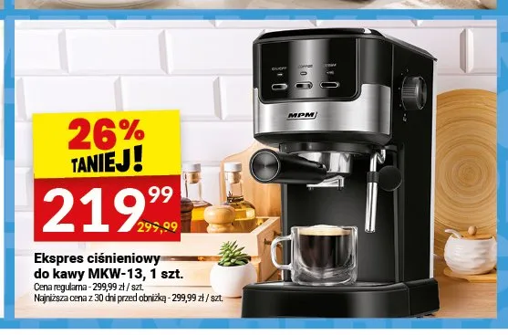 Ekspres ciśnieniowy do kawy MPM MKW-13 promocja w Twój Market