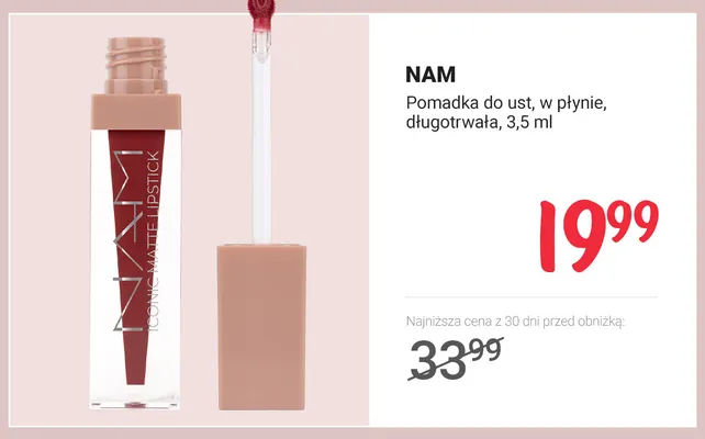 Pomadka do ust w płynie długotrwała NAM promocja w Rossmann