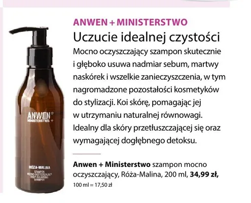 Szampon mocno oczyszczający Anwen + Ministerstwo Róża-Malina promocja w Hebe