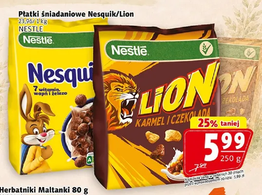 Płatki śniadaniowe Lion karmel i czekolada promocja w Prim Market