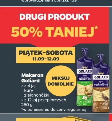 Makaron Goliard z 4 jaj kury zielononóżki promocja w Netto