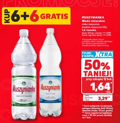 Woda mineralna Muszynianka niskonasycona CO2 promocja w Kaufland
