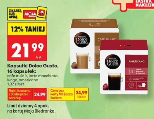 Kawa w kapsułkach Nescafé Dolce Gusto Café au Lait 16-pak promocja w Biedronka