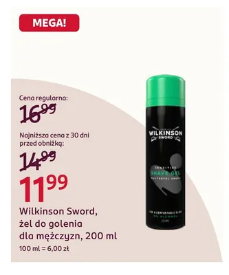 Żel do golenia dla mężczyzn Wilkinson Sword promocja w Rossmann