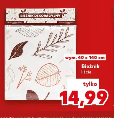 Bieżnik liście 40x140 cm promocja w Kaufland