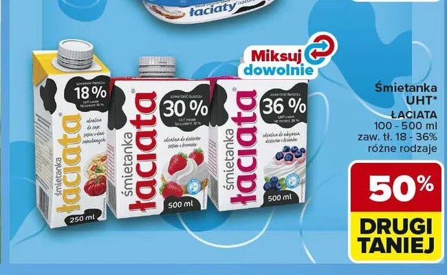 Śmietanka UHT ŁACIATA promocja w Carrefour