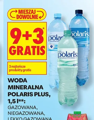 Woda mineralna lekko gazowana Polaris Plus promocja w Biedronka