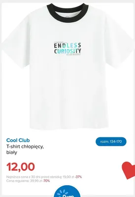 T-shirt chłopięcy Cool Club biały promocja w Smyk