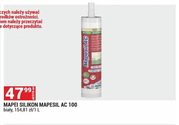 Silikon Mapei Mapesil AC 100 biały promocja w Merkury Market