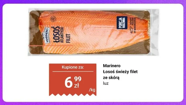 Łosoś świeży filet ze skórą luz Marinero promocja w Biedronka