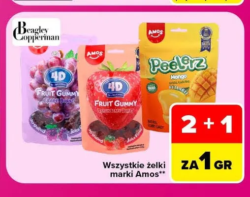 Żelki 4D Fruit Gummy Grape Burst Amos promocja w Carrefour