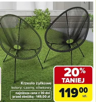 Krzesło żyłkowe kolor czarny, oliwkowy promocja w Carrefour