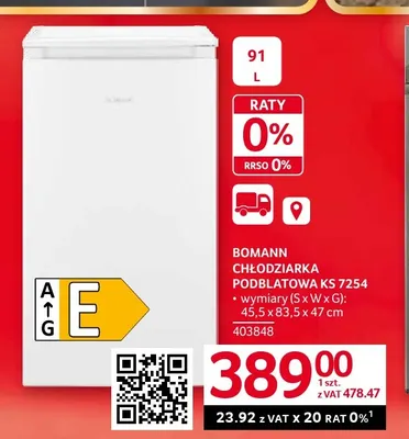 Chłodziarka podblatowa Ks 7254 Bomann promocja w Selgros