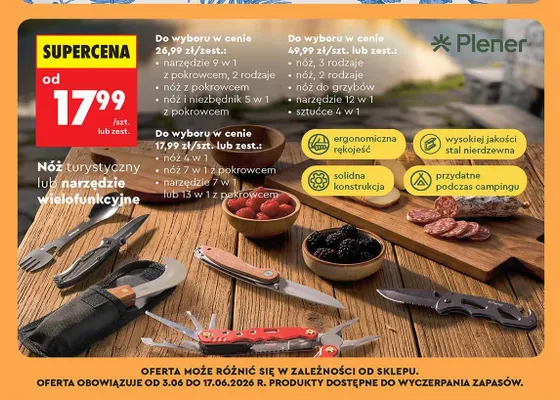 Nóż 7 w 1 z pokrowcem Plener promocja w Biedronka