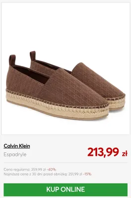 Espadryle Calvin Klein promocja w eobuwie.pl