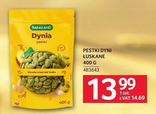 Pestki dyni łuskane Bakalland promocja w Selgros