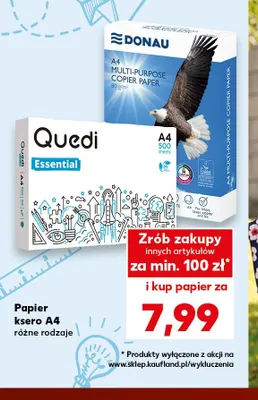 Papier ksero A4 Quedi Essential promocja w Kaufland