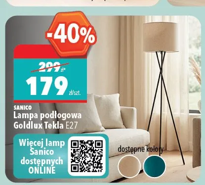 Lampa podłogowa SANICO Goldlux Tekla E27 promocja w Biedronka Home