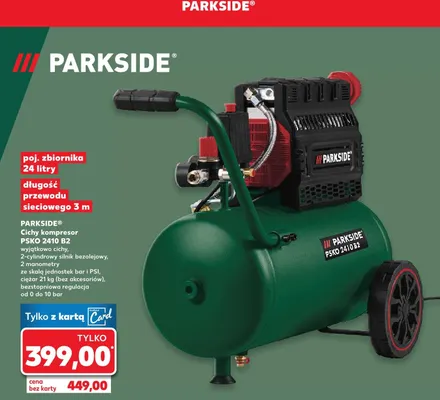 Cichy kompresor PSKO 2410 B2 Parkside promocja w Kaufland
