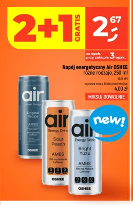 Napój energetyczny Air Oshee Sour Peach promocja w Dealz