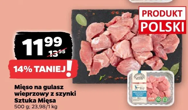 Mięso na gulasz wieprzowy z szynki promocja w Netto