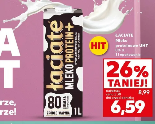 Mleko proteinowe UHT Łaciate 0% tł. promocja w Kaufland
