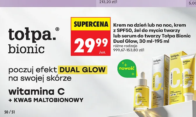 Krem na noc Tołpa Bionic Dual Glow promocja w Biedronka