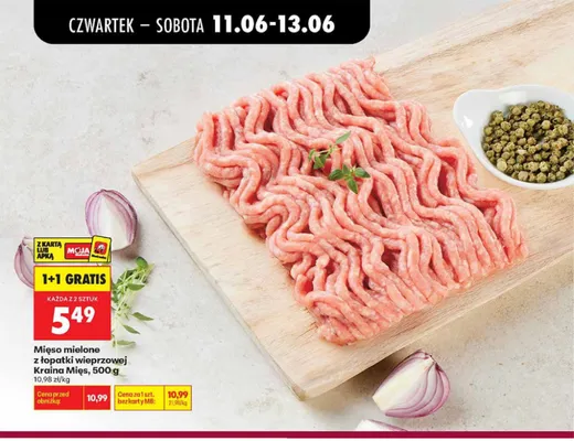 Mięso mielone z łopatki wieprzowej Kraina Mięs promocja w Biedronka