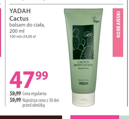 Balsam do ciała Cactus Yadah promocja w Hebe