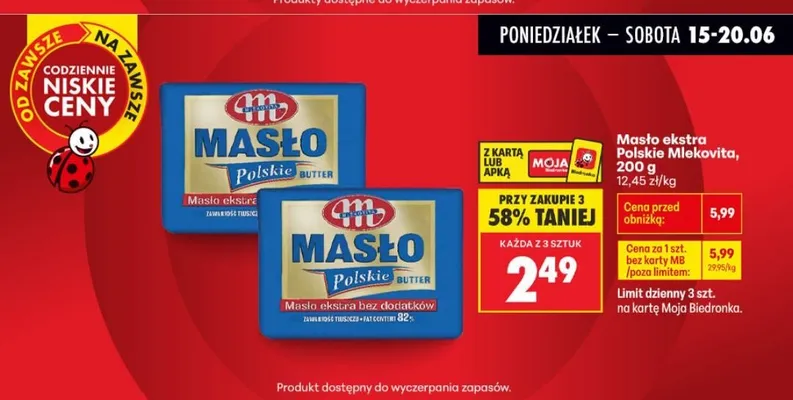 Masło ekstra bez dodatków Polskie Mlekovita promocja w Biedronka