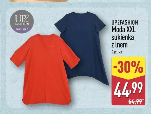 Sukienka z lnem UP2FASHION Moda XXL promocja w Aldi