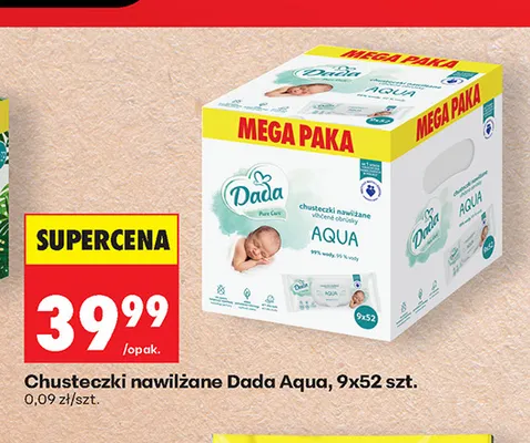Chusteczki nawilżane Dada Aqua 9-pak promocja w Biedronka