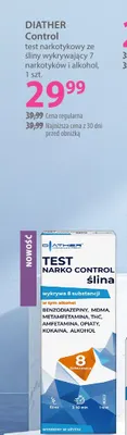 Test narkotykowy ze śliny wykrywający 7 narkotyków i alkohol Diather Control promocja w Hebe