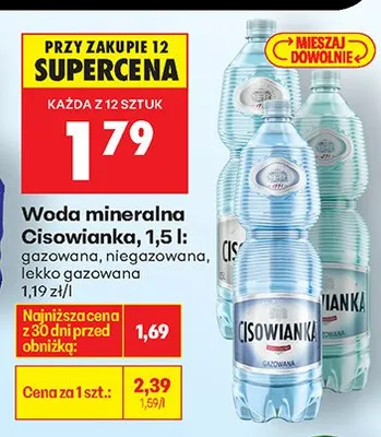 Woda mineralna gazowana, niegazowana, lekko gazowana promocja w Biedronka