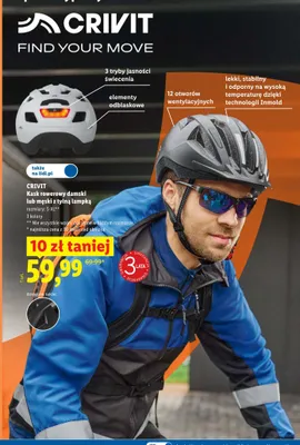 Kask rowerowy damski z tylną lampką CRIVIT promocja w Lidl