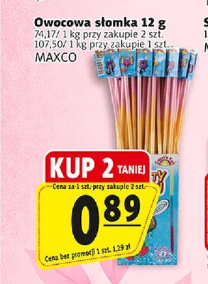 Owocowa słomka Maxco promocja w Prim Market