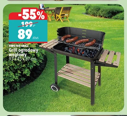 Grill ogrodowy węglowy Time For Grill 93x45x87 cm promocja w Biedronka