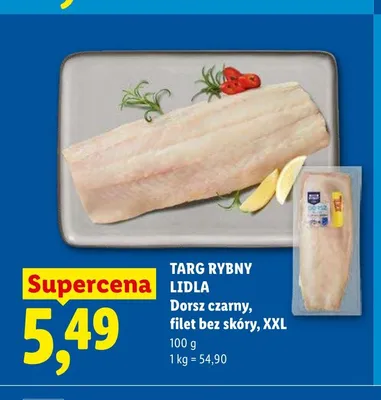 Dorsz czarny filet bez skóry XXL Targ Rybny Lidla promocja w Lidl